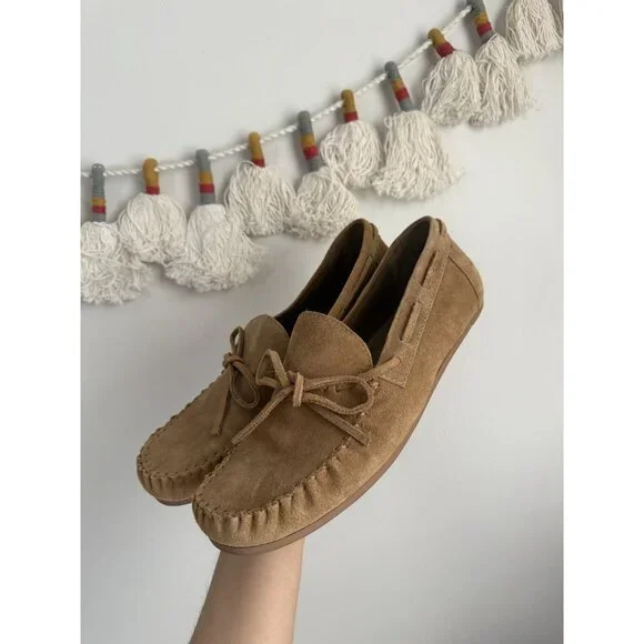 Reformation Annette Toasted Coconut Brown Moccasin Suede Leather Neutral 9.5 - Picture 6 of 9